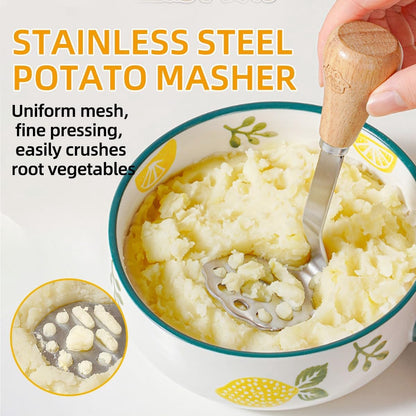 Potato Masher - Mini Avocado Masher - Small Food Masher - Made of high quality stainless steel - Flat handle that can be tilted on a table - 15 cm - Image 3