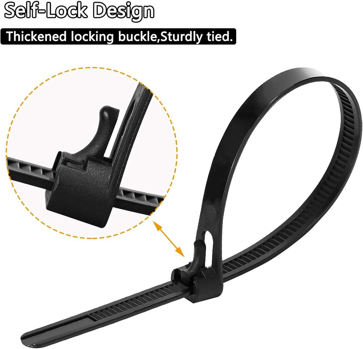 100 12" Colorful Reusable Cable Ties - Heavy-duty reusable cable ties - Self-locking nylon cable ties with a tensile strength of 50 lb - Suitable for garden, plants, home and office - Image 2