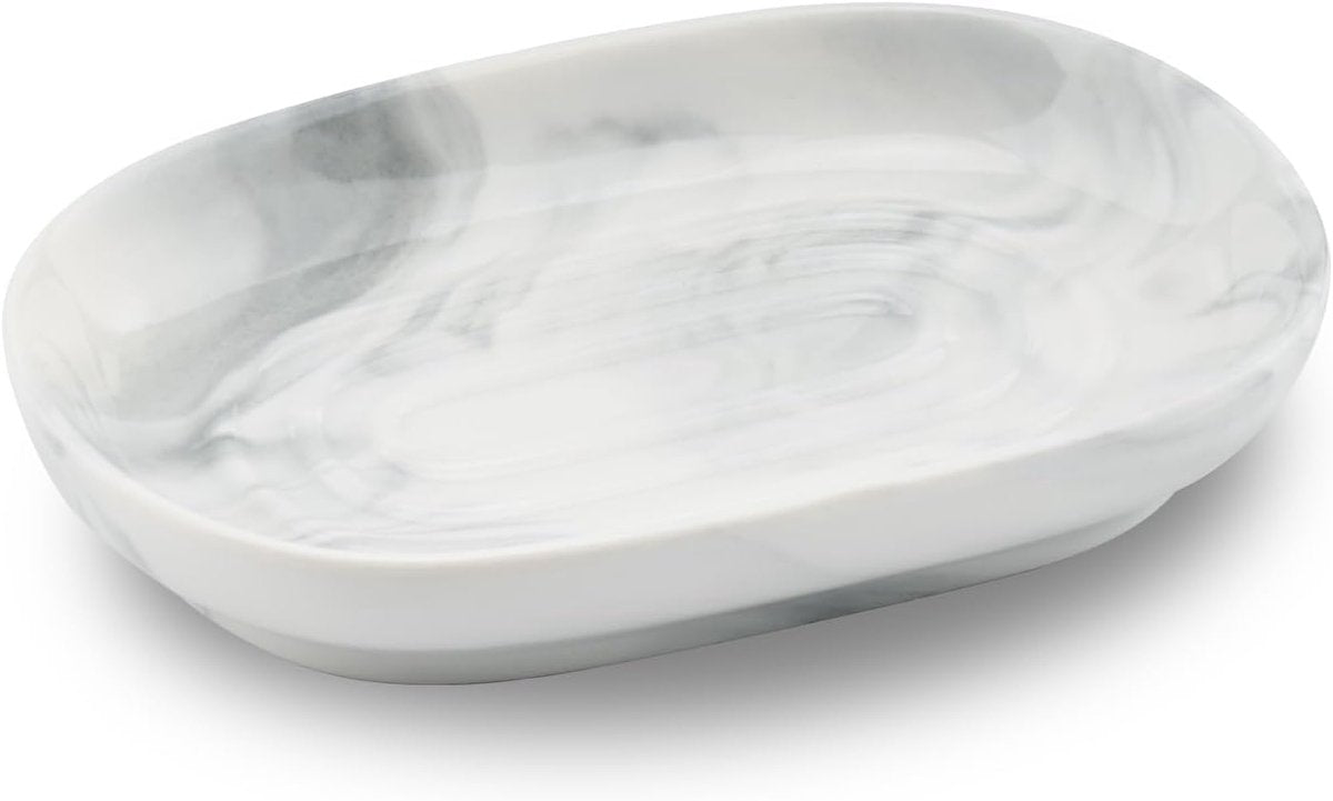 Soap Dish - Ceramic Soap Dish - Non-Slip Marble Soap Dish - Bathroom Soap Holder - Suitable for Bathroom, Shower, Kitchen and Travel.