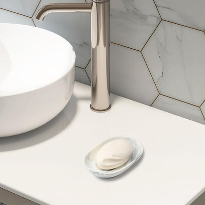 Soap Dish - Ceramic Soap Dish - Non-Slip Marble Soap Dish - Bathroom Soap Holder - Suitable for Bathroom, Shower, Kitchen and Travel. - Image 2