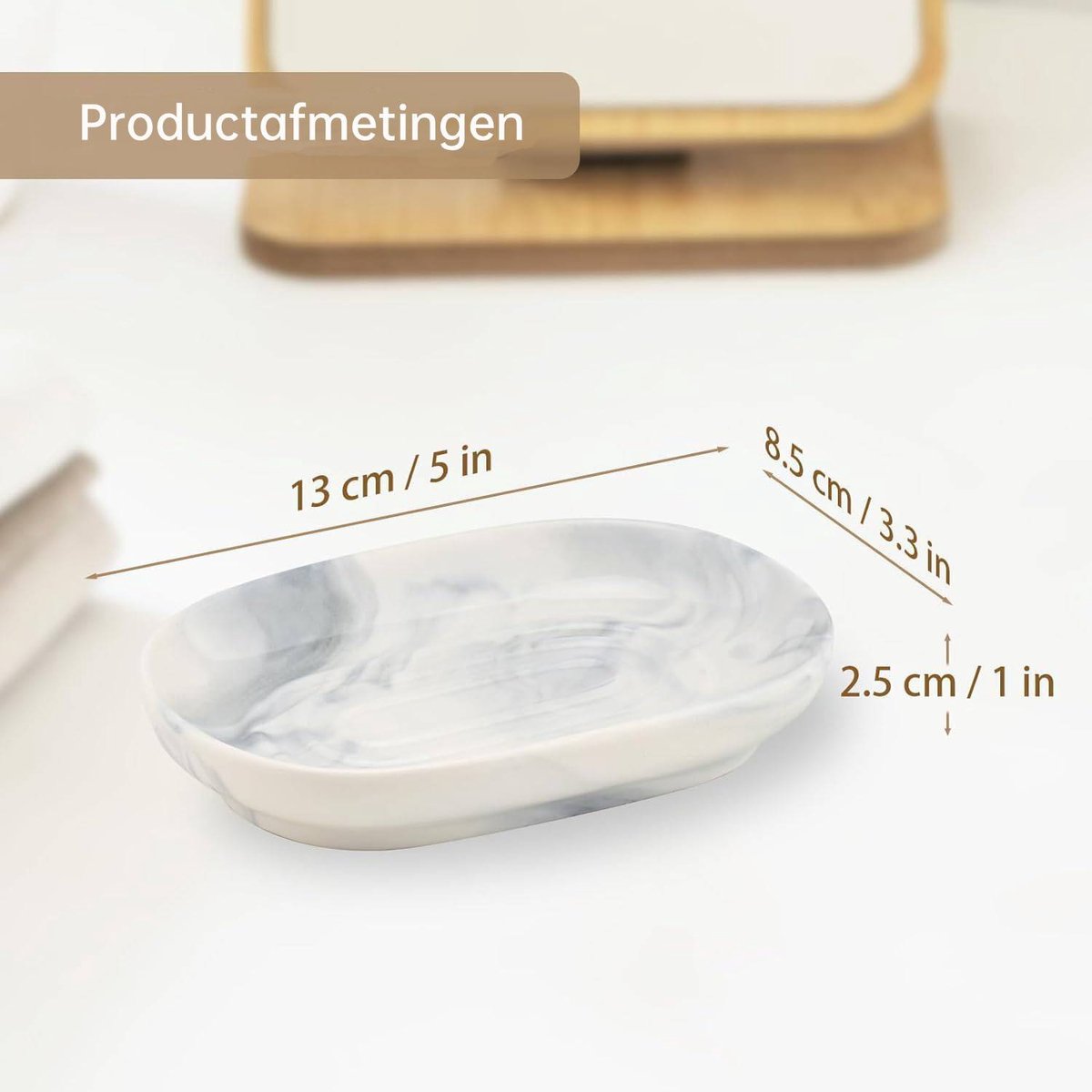 Soap Dish - Ceramic Soap Dish - Non-Slip Marble Soap Dish - Bathroom Soap Holder - Suitable for Bathroom, Shower, Kitchen and Travel. - Image 5