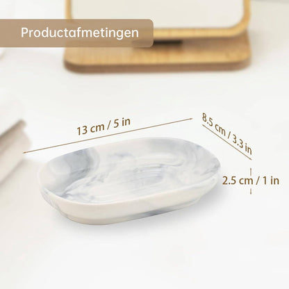 Soap Dish - Ceramic Soap Dish - Non-Slip Marble Soap Dish - Bathroom Soap Holder - Suitable for Bathroom, Shower, Kitchen and Travel. - Image 5