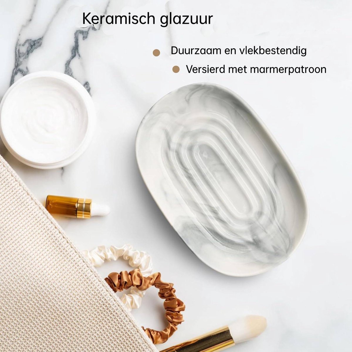 Soap Dish - Ceramic Soap Dish - Non-Slip Marble Soap Dish - Bathroom Soap Holder - Suitable for Bathroom, Shower, Kitchen and Travel. - Image 7