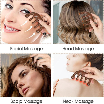 2-Piece Scalp Massage Comb Set - Wooden Wide-Tooth Comb - Wooden Scalp Massage Comb Unisex - Image 3