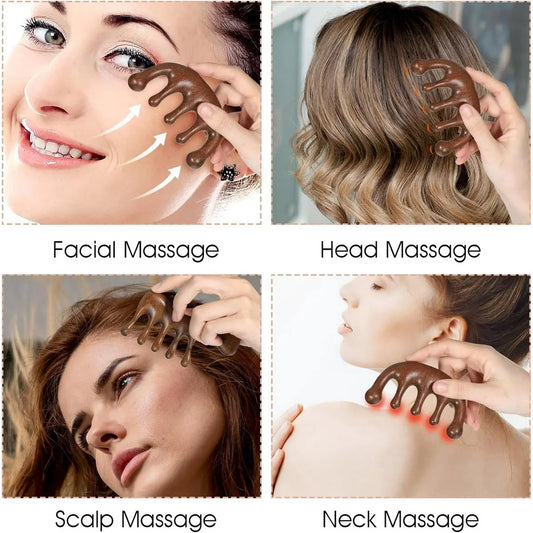 2-Piece Scalp Massage Comb Set - Wooden Wide-Tooth Comb - Wooden Scalp Massage Comb Unisex - Image 3