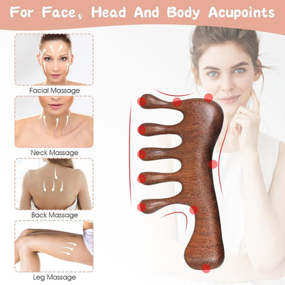 2-Piece Scalp Massage Comb Set - Wooden Wide-Tooth Comb - Wooden Scalp Massage Comb Unisex - Image 4