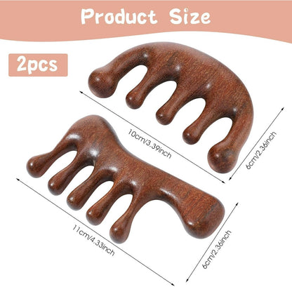 2-Piece Scalp Massage Comb Set - Wooden Wide-Tooth Comb - Wooden Scalp Massage Comb Unisex - Image 5