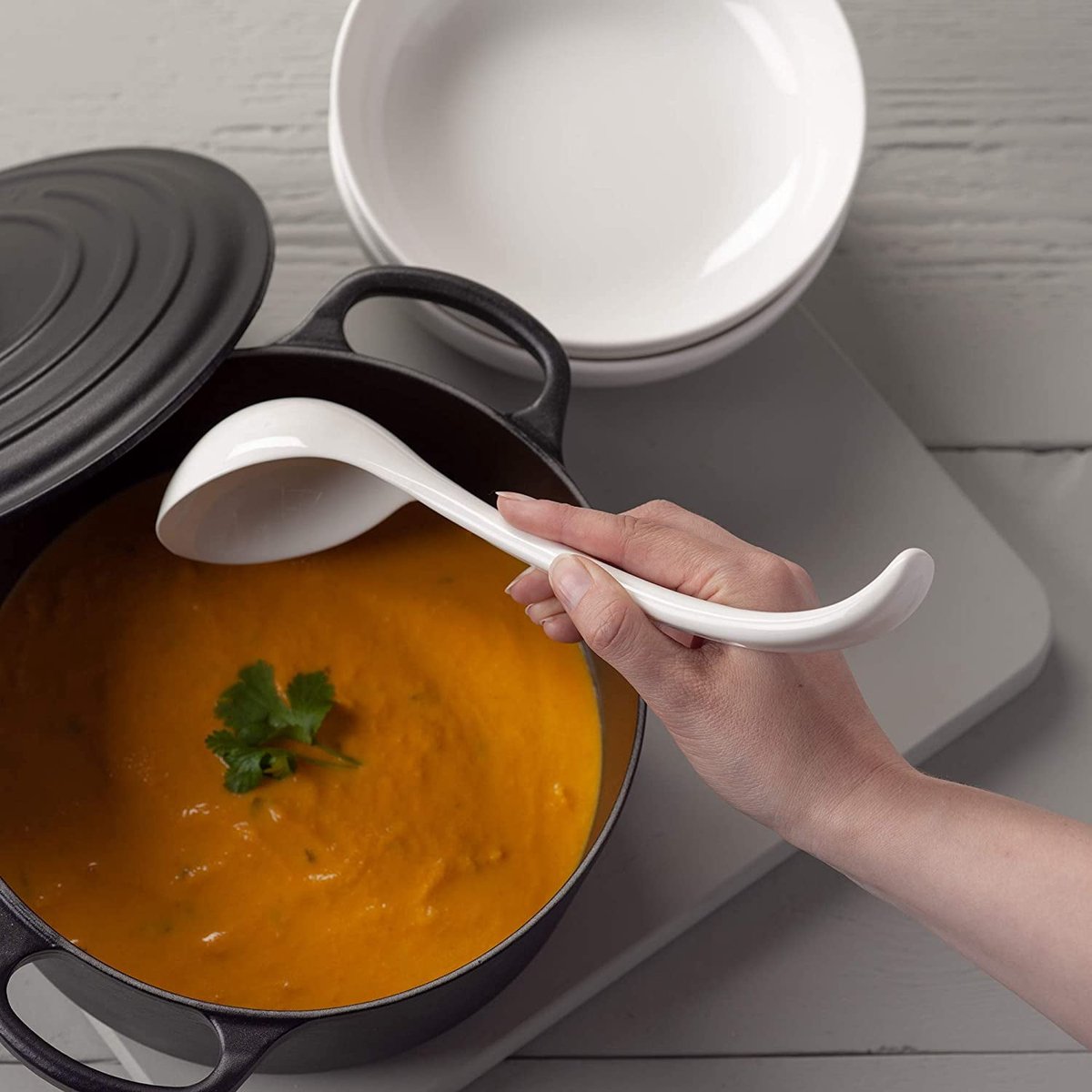 Spoon - Traditional porcelain sauce spoon - 27 cm - White - Image 4