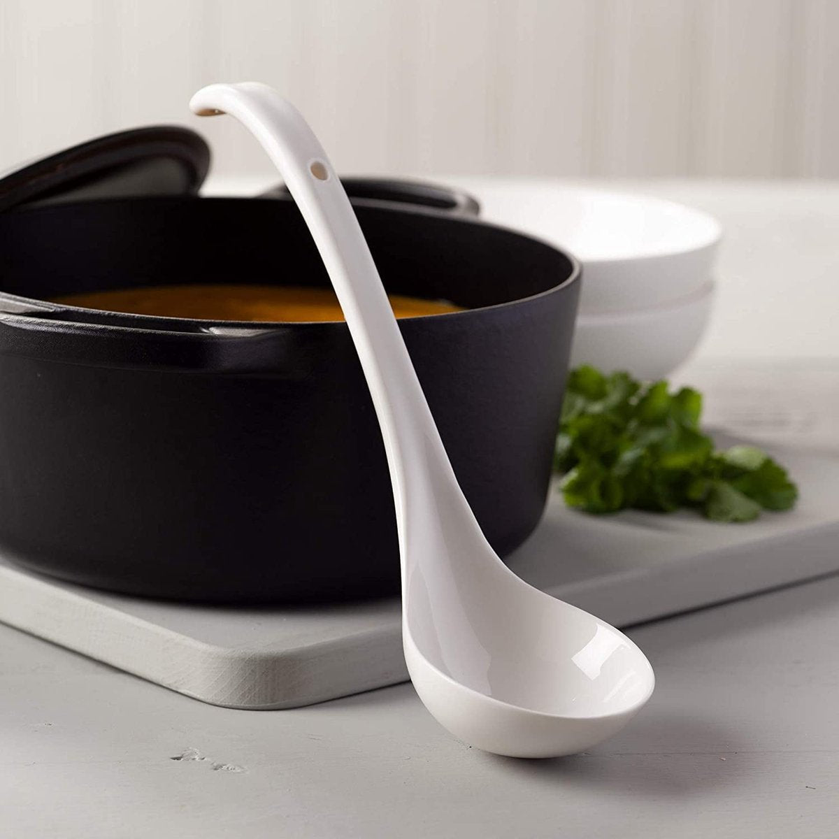 Spoon - Traditional porcelain sauce spoon - 27 cm - White - Image 5