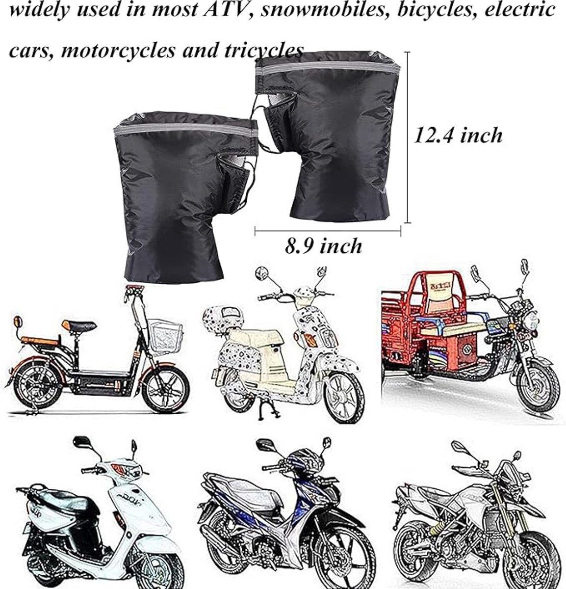 Hand Muffs - Extra Padded Cycling Gloves - Warm Gloves - Cycling Muffs - Scooter Gloves - Hand Warmers - Cycling Accessories - Winter - Windproof - Waterproof - Black - Image 2