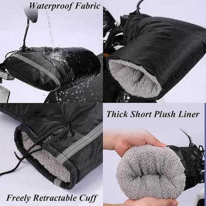 Hand Muffs - Extra Padded Cycling Gloves - Warm Gloves - Cycling Muffs - Scooter Gloves - Hand Warmers - Cycling Accessories - Winter - Windproof - Waterproof - Black - Image 3