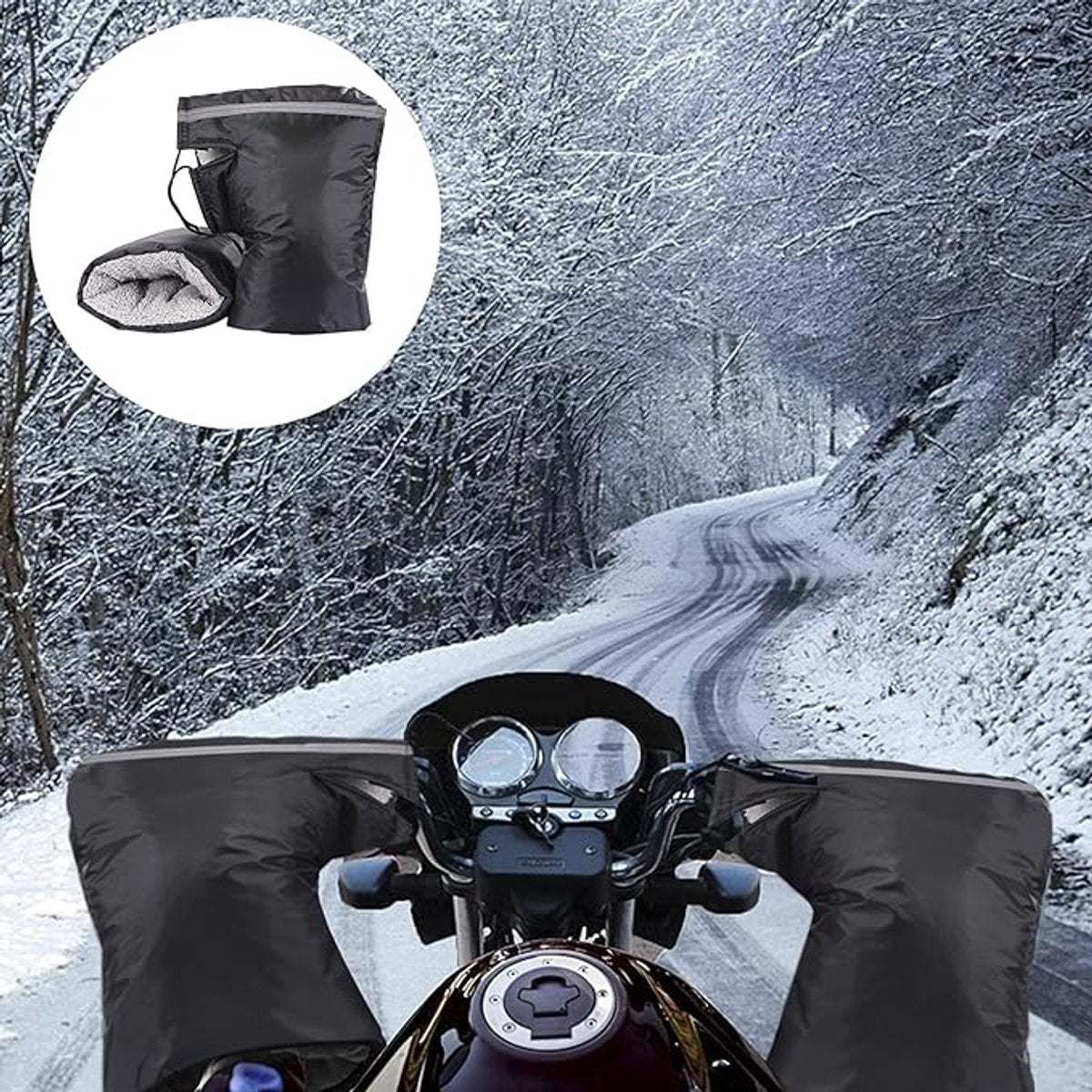 Hand Muffs - Extra Padded Cycling Gloves - Warm Gloves - Cycling Muffs - Scooter Gloves - Hand Warmers - Cycling Accessories - Winter - Windproof - Waterproof - Black - Image 5
