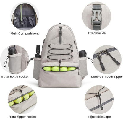 Backpack - Tennis Bag - Sports Bag - Waterproof Racket Bag - Suitable for multiple rackets with shoe compartment - Beige - Image 3