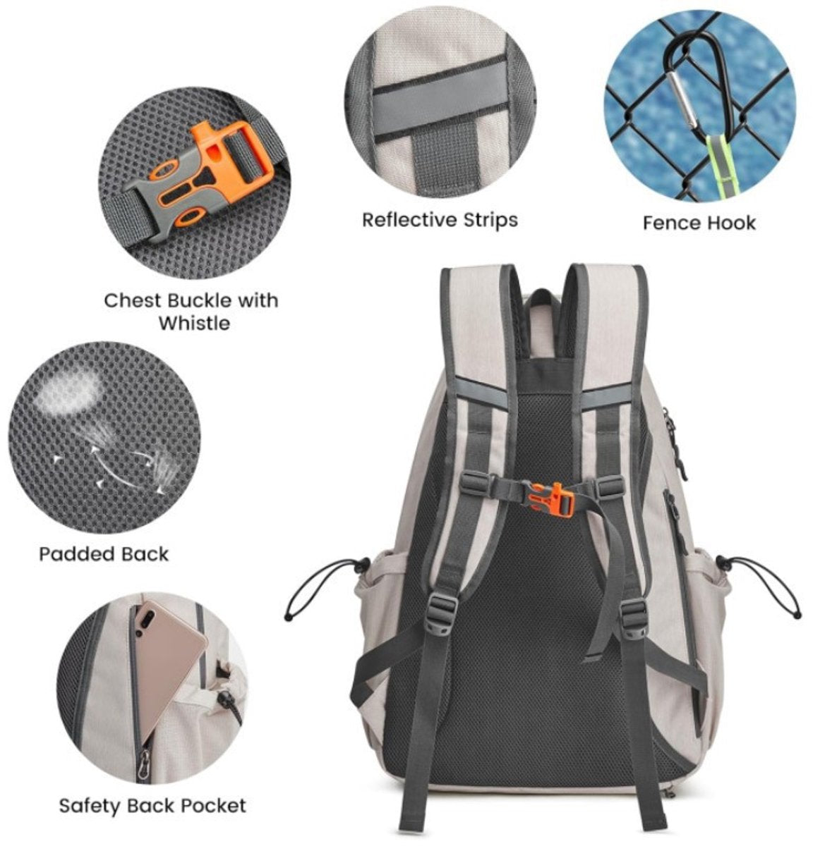 Backpack - Tennis Bag - Sports Bag - Waterproof Racket Bag - Suitable for multiple rackets with shoe compartment - Beige - Image 4