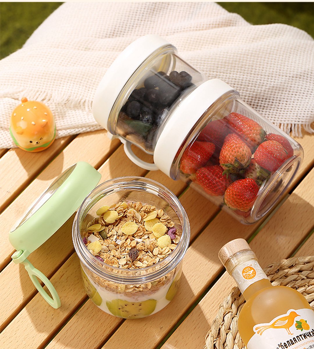 Yogurt Cup to Go - 880 mL - Muesli Cup - Oats Pots - Soup Cup - Lunch Cup - Lunch Pot - Leak-Proof - Insulated - with Spoon - Dishwasher Safe - White - Image 5