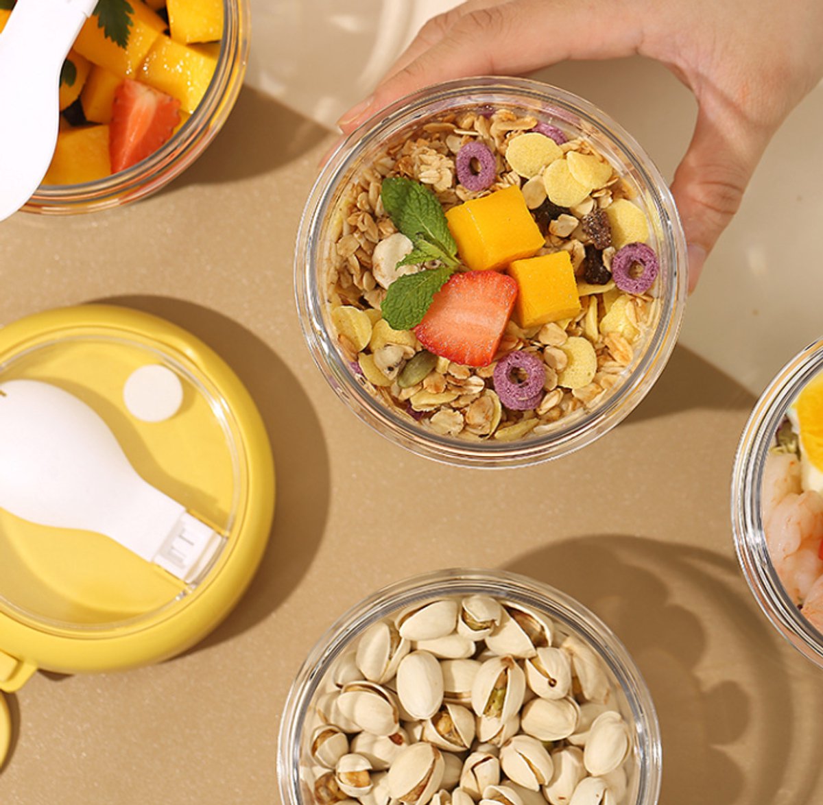 Yogurt Cup to Go - 880 mL - Muesli Cup - Oats Pots - Soup Cup - Lunch Cup - Lunch Pot - Leak-Proof - Insulated - with Spoon - Dishwasher Safe - White - Image 8