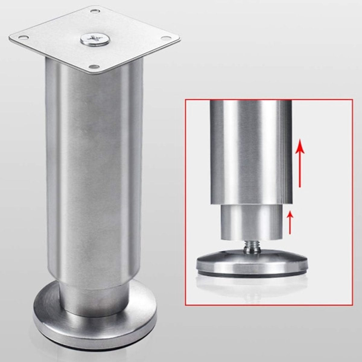 Adjustable Cabinet Legs - 4 Adjustable Furniture Legs Made of Stainless Steel (Silver) (3.8cm) - Image 2