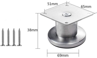 Adjustable Cabinet Legs - 4 Adjustable Furniture Legs Made of Stainless Steel (Silver) (3.8cm) - Image 4