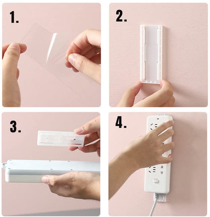 Self-adhesive - Desk socket holder - No perforation - Self-adhesive socket holder - Cable management - No perforation surge protection - Power strip holder bracket (4 pieces) - Image 4