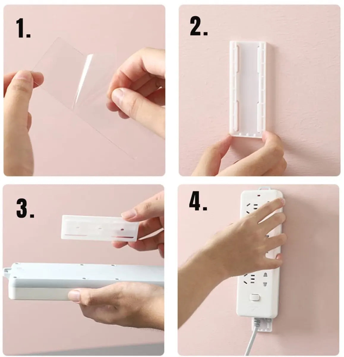 Self-adhesive - Desk socket holder - No perforation - Self-adhesive socket holder - Cable management - No perforation surge protection - Power strip holder bracket (4 pieces) - Image 4