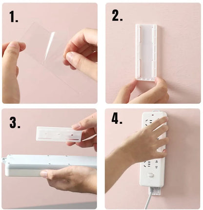 Self-adhesive - Desk socket holder - No perforation - Self-adhesive socket holder - Cable management - No perforation surge protection - Power strip holder bracket (4 pieces) - Image 4
