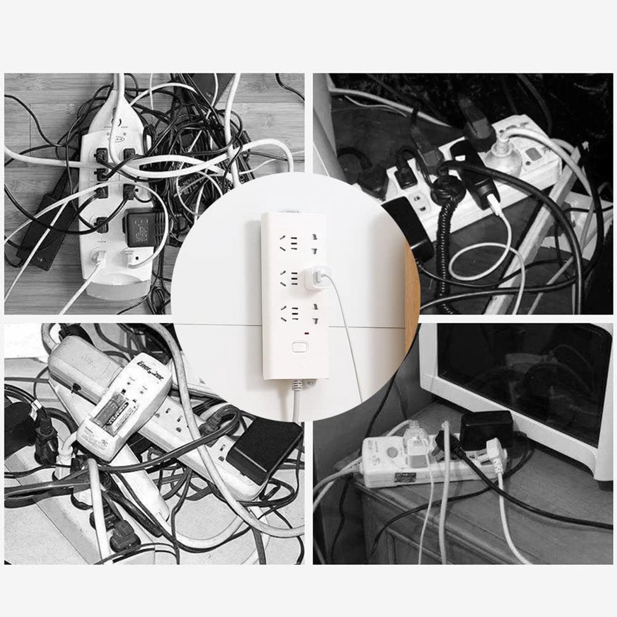 Self-adhesive - Desk socket holder - No perforation - Self-adhesive socket holder - Cable management - No perforation surge protection - Power strip holder bracket (4 pieces) - Image 5