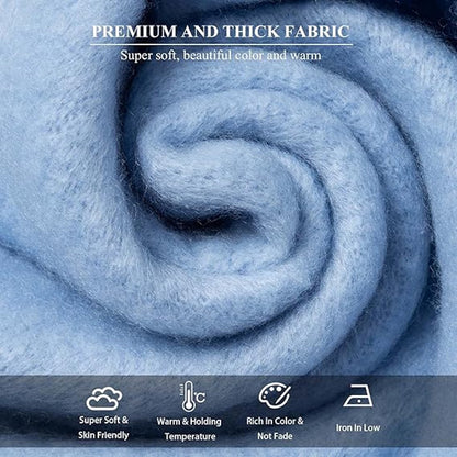 Scarf - Women's Winter Scarf - Warm and Thick Knitted Checked Scarf - Blanket Scarf - Stylish Gift - A Gift for Her (Light Blue) - Image 3