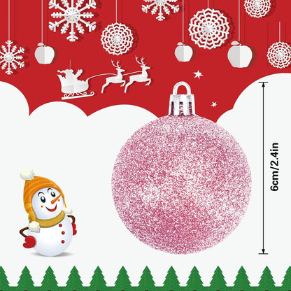 Christmas Baubles - Pack of 24 - Large Size, 6cm Diameter - Unbreakable Plastic - Christmas Tree Decoration - Various Christmas Bauble Decorations Suitable for Weddings, Mother's Day Party Decorations (Pink) - Image 2