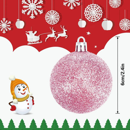 Christmas Baubles - Pack of 24 - Large Size, 6cm Diameter - Unbreakable Plastic - Christmas Tree Decoration - Various Christmas Bauble Decorations Suitable for Weddings, Mother's Day Party Decorations (Pink) - Image 2