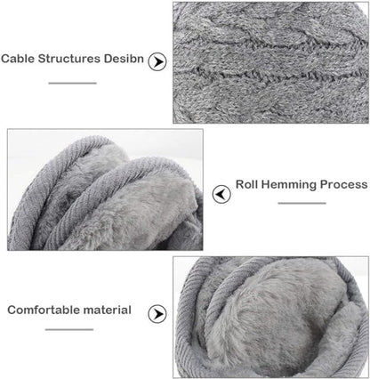 Earmuffs - Fleece Earmuffs - Knitted Earmuffs - Earmuffs for Adults - Warm Earmuffs - Warm Winter Earmuffs - Foldable - Unisex, Suitable for Outdoor Activities (Black) - Image 2
