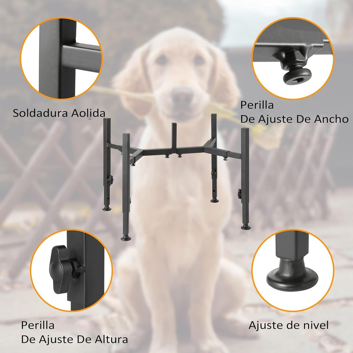 Dog Food Bowl Holder - Metal Food Bowl Holder - Adjustable Dog Food Bowl Holder - Double Food Bowl Holder - Suitable for Large, Medium, and Small Dogs - Black (Dog Food Bowl Not Included) - Image 4