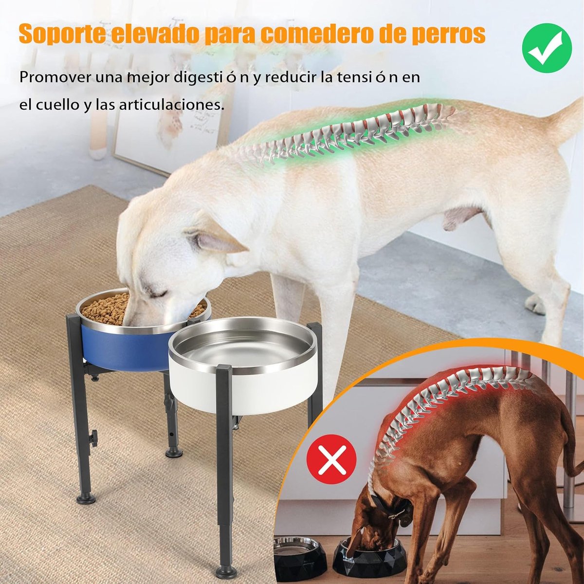 Dog Food Bowl Holder - Metal Food Bowl Holder - Adjustable Dog Food Bowl Holder - Double Food Bowl Holder - Suitable for Large, Medium, and Small Dogs - Black (Dog Food Bowl Not Included) - Image 6