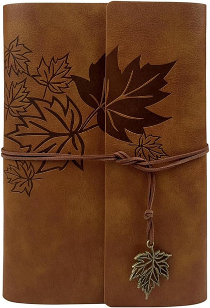 Notebook - Unisex Journal - Leather Sketchbook - Classic Spiral Binding - Travel Journal - Includes Unprinted Kraft Paper - Replaceable Inserts, Ideal Gift (Brown, A6 Paper)