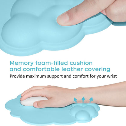 Mouse Pad - Mouse Pad with Wrist Rest - Ergonomic Mouse Pad - Mouse Pad with Leather Surface, Suitable for Computers, Laptops, Office, Home and Travel, with Non-Slip Bottom - Blue - Image 3