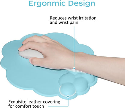 Mouse Pad - Mouse Pad with Wrist Rest - Ergonomic Mouse Pad - Mouse Pad with Leather Surface, Suitable for Computers, Laptops, Office, Home and Travel, with Non-Slip Bottom - Blue - Image 8