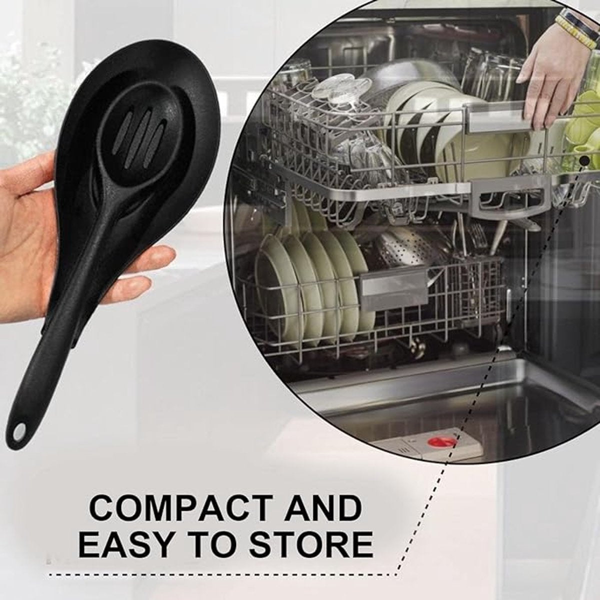 Kitchen Utensils - Set of 3 - Spoon Holder - Spoon Mat - Kitchen Storage Rack - Kitchen Accessories - Made of Silicone - Suitable for wooden, silicone and metal teaspoons, etc. - Image 7