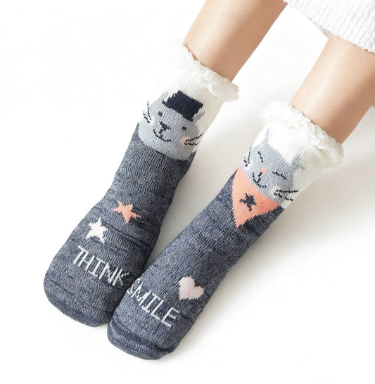 House Socks (1 pair) - Floor Socks - Slipper Socks - Women's House Socks - Fleece Lining - Non-Slip House Socks - Christmas Gift