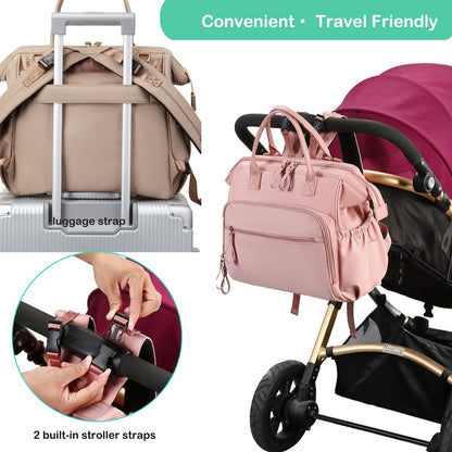 Convertible Diaper Bag - Wide Opening - 14 Pockets - Stylish - Baby Changing Bag - with Stroller Buckle - Diaper Bag - Waterproof (Off-White) - Image 3