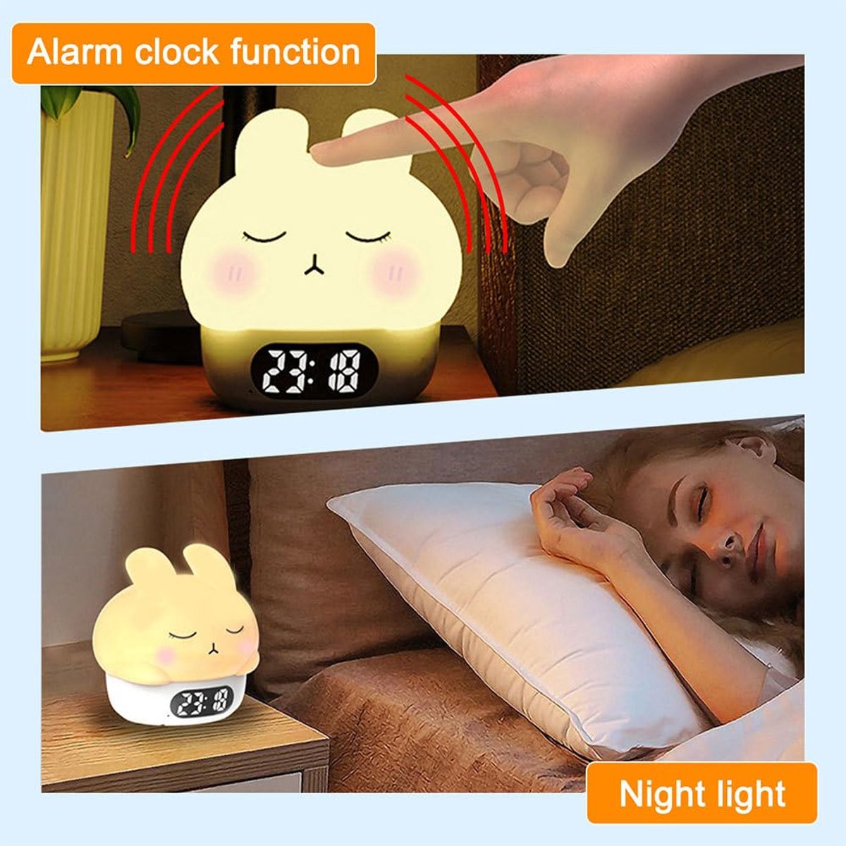 Children's Night Light - Table Lamp for Bedroom - Cute Rabbit Shape - Cartoon Bedside Lamp - Baby Night Light (White) - Image 6