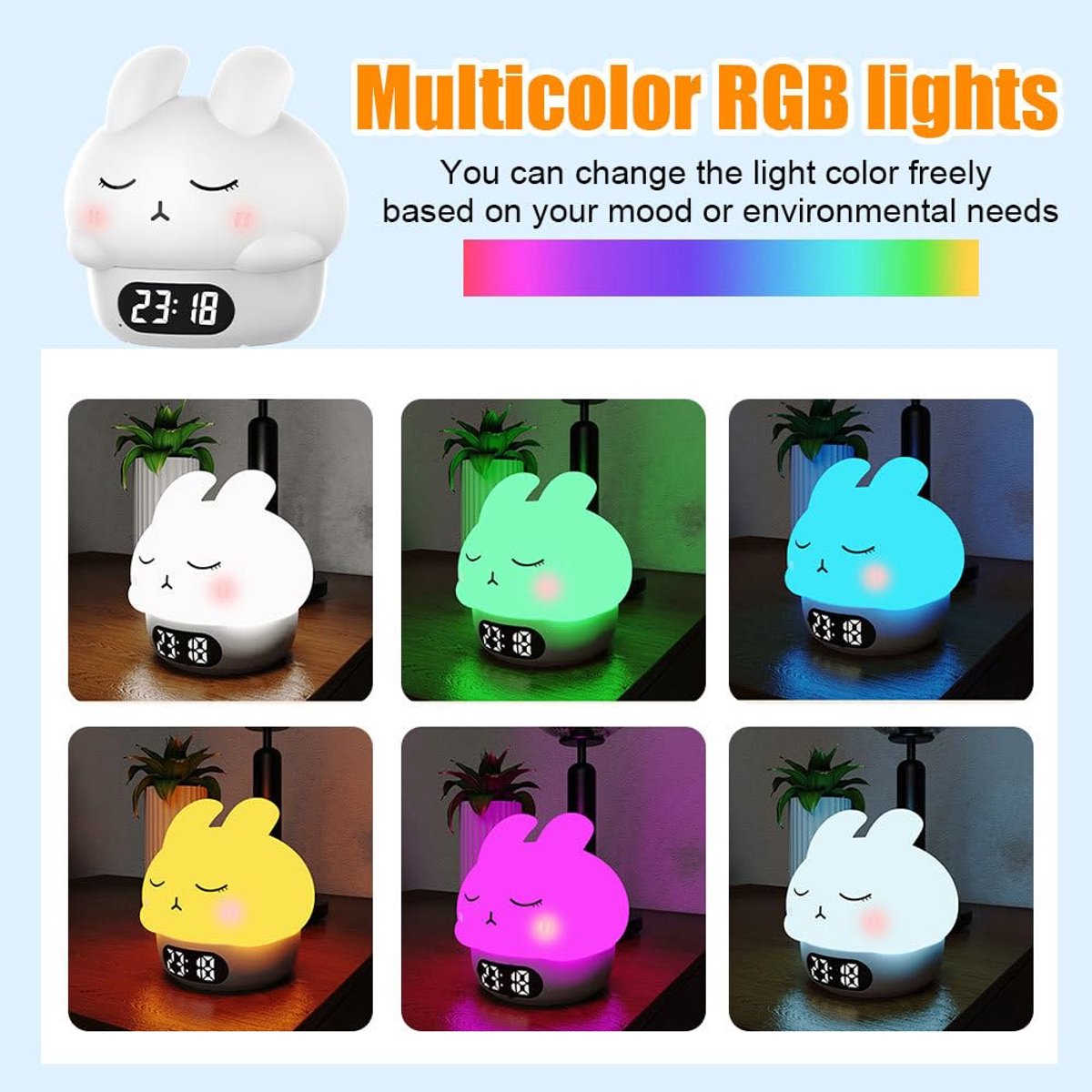 Children's Night Light - Table Lamp for Bedroom - Cute Rabbit Shape - Cartoon Bedside Lamp - Baby Night Light (White) - Image 8