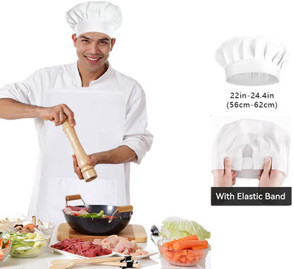 Apron and Hat Set - Adjustable Chef's Hat and Apron - Unisex Baker's Clothing (White) - Image 4