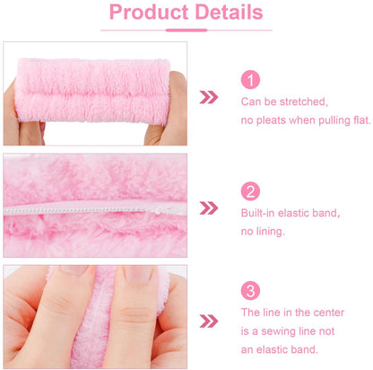 Winter Headband for Women - Set of 4 - Pink Makeup Headband and Wristband Set - Suitable for Facial Cleansing and Skin Care - Christmas Gift - Birthday Gift, Gift for Girls - Image 3