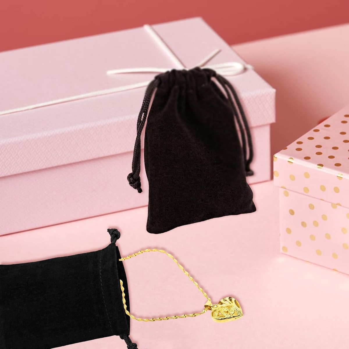 10-pack jewelry pouches - velvet - drawstring gift bags - drawstring bags - 9 cm x 7 cm - Image 2