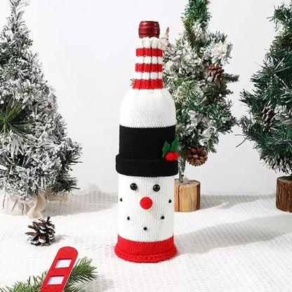 Wine Bottle Cover - Christmas Wine Bottle Cover - Hand-Knitted Cartoon Decorated Bottle Cover - Christmas Gifts for Adults - Perfect for Holiday Party Decorations (3-Piece Set) - Image 6