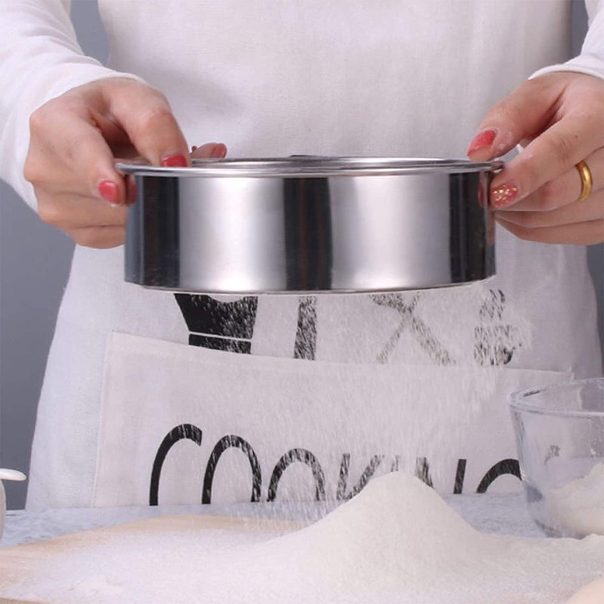 Stainless Steel Flour Sieve - Fine Sieve - Suitable for Flour, Rice, Grains - 15*4.5cm - 60 Mesh Fine Sieve - Baking Tools - Round Flour Sieve - Image 4