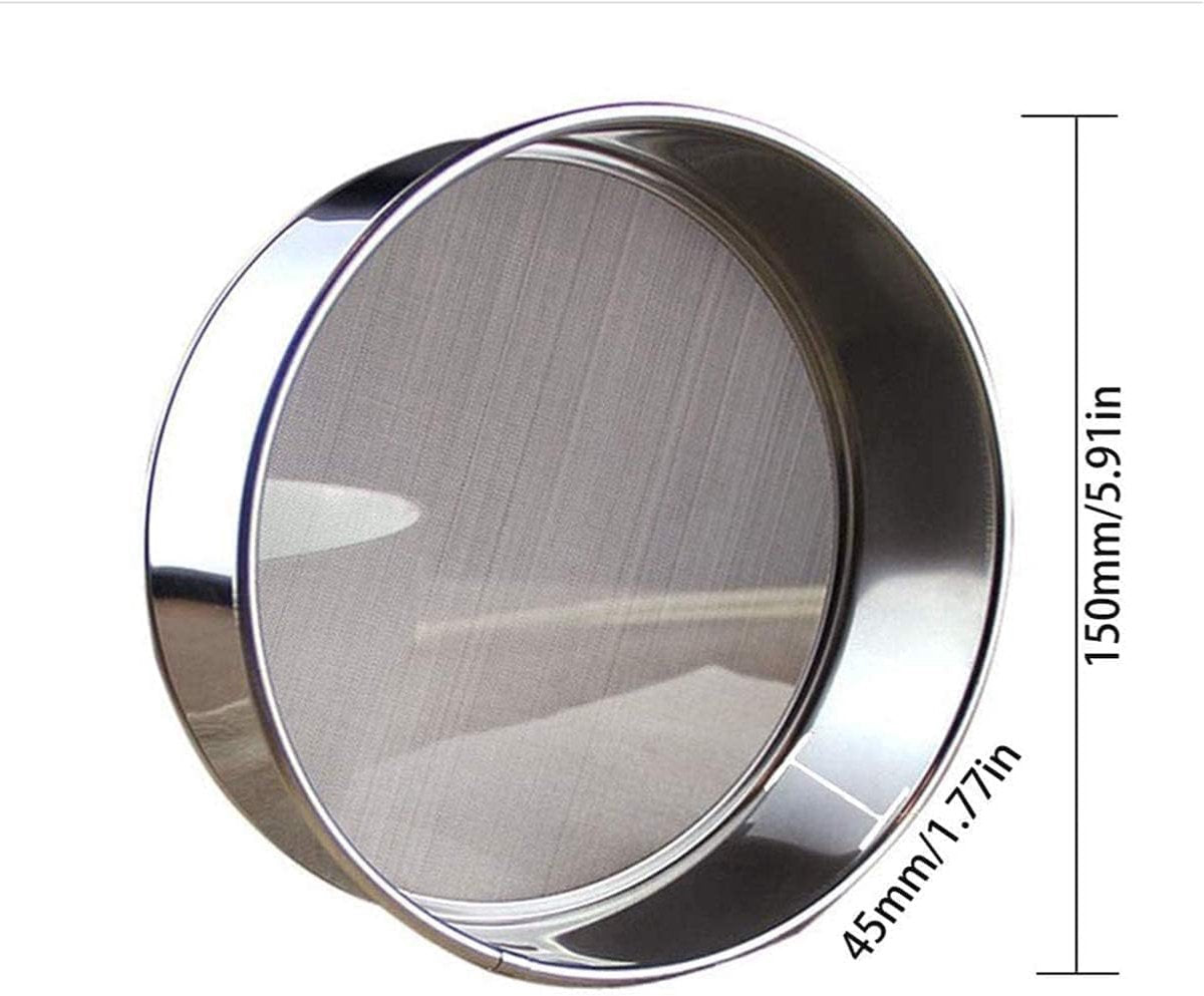 Stainless Steel Flour Sieve - Fine Sieve - Suitable for Flour, Rice, Grains - 15*4.5cm - 60 Mesh Fine Sieve - Baking Tools - Round Flour Sieve - Image 5