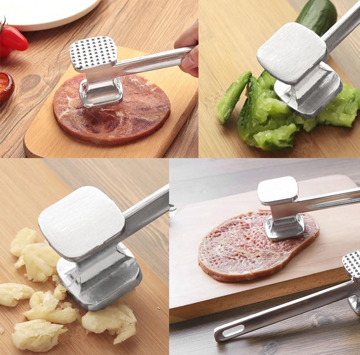 Meat Hammer Aluminum - Meat Tenderizer - Meat Beater - Kitchen Utensils - Silver Colored - BBQ Accessories - Image 3