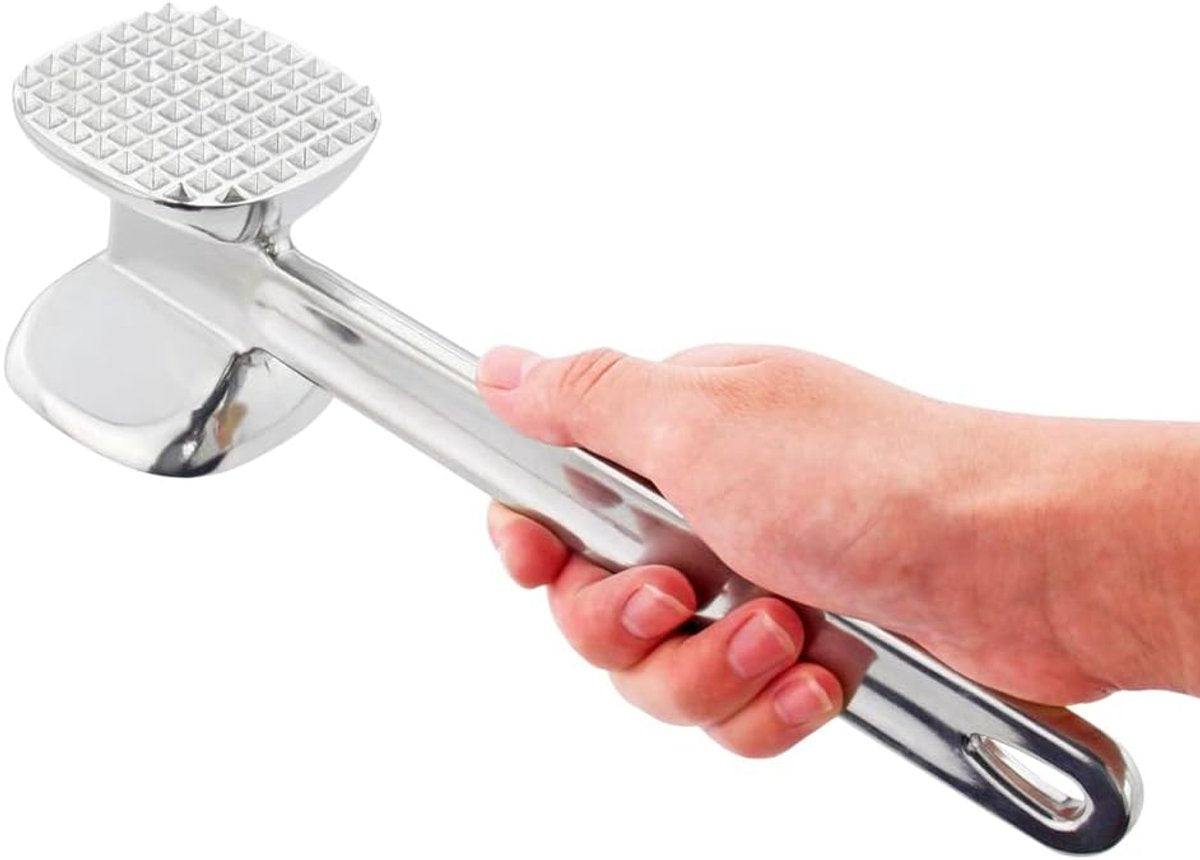 Meat Hammer Aluminum - Meat Tenderizer - Meat Beater - Kitchen Utensils - Silver Colored - BBQ Accessories - Image 4