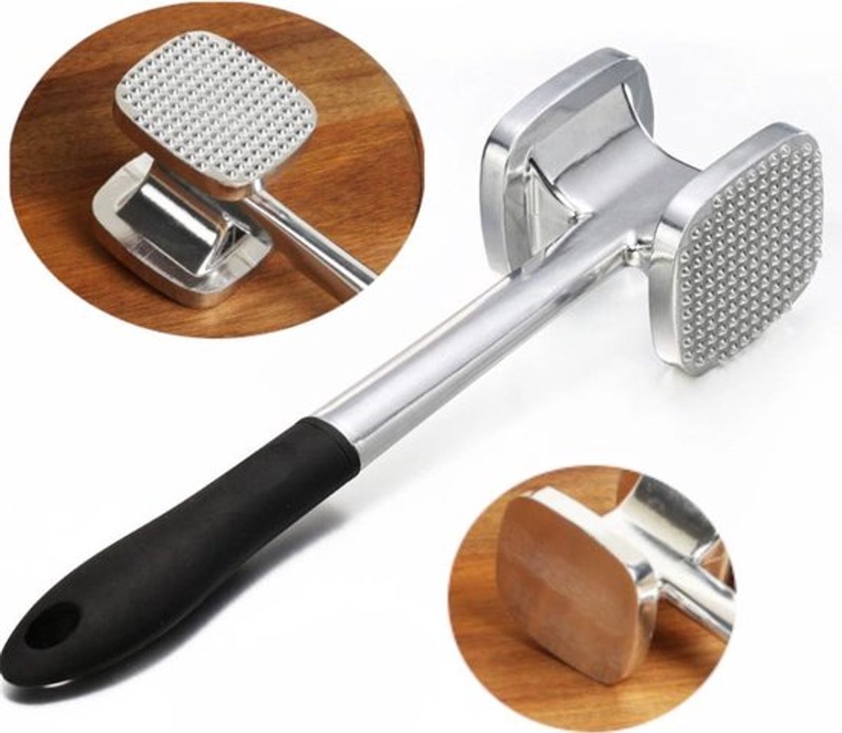 Meat Hammer Aluminum - Meat Tenderizer - Meat Beater - Kitchen Utensils - Silver Colored - BBQ Accessories - Image 5