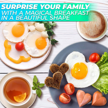 Stainless Steel Egg Baking Mold - 5 Pieces - Egg Baking Mold - Kitchen Utensils - DIY Model Egg Baking Mold - 5 Piece Creative Breakfast Set - Circle, Heart, Flower, Five-Pointed Star and Mickey Mouse Shapes - Image 4